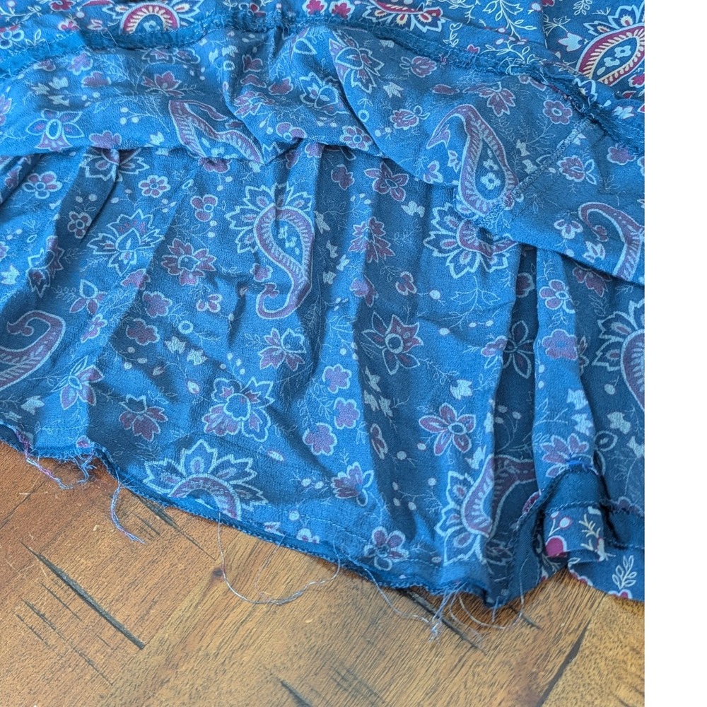Vtg 90s Liz Claiborne Midi Skirt Blue Paisley Floral Rayon Sz 12 *NEEDS REPAIR - Picture 4 of 9
